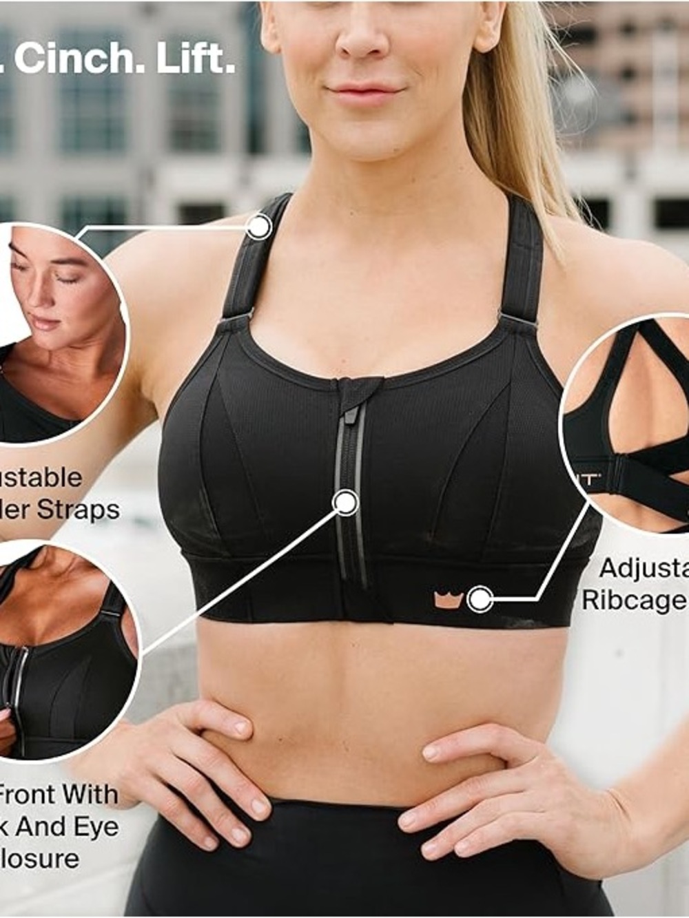 SHEFIT Ultimate Black Sports Bra NWT size 1 Luxe (XL)